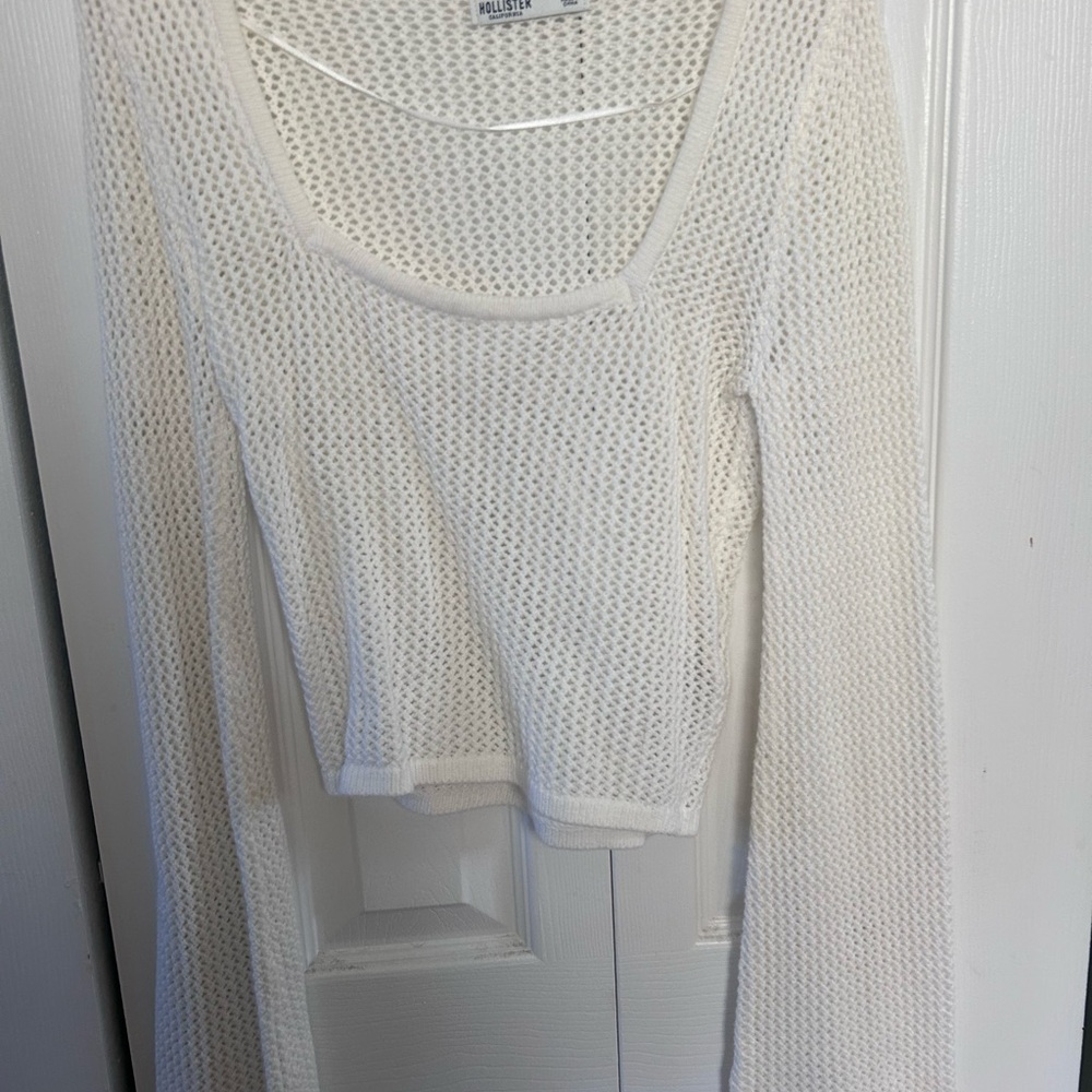Hollister Cream Open-Knit Scoop Neck Top